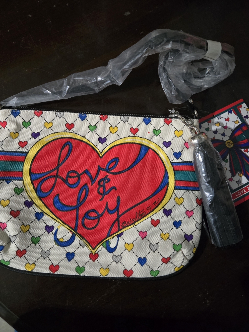 NWT Brighton Red Love And Joy Multi-Color Heart Print Crossbody